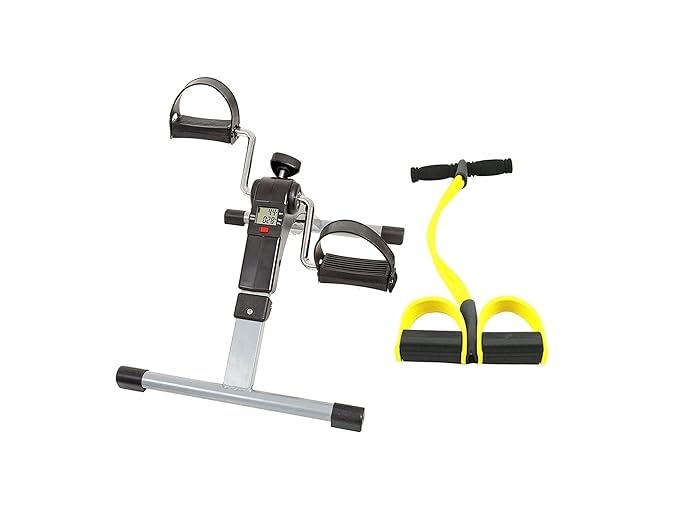 CRAZYABBS Mini Cycle Pedal Exerciser Adjustable Resistance and Digital Display Physiotherapy Home 4-Tube Pedal Resistance Bands Pedals Fitness Equipment for Home Workout with Combo Pack-image-14