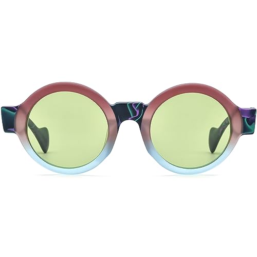 HEPIDEM Matte Acetate Vintage Retro Round Polarized Sunglasses for Women 9270T2