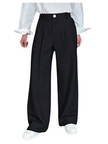 Floerns Men's Pleated Dress Pants Wide Leg Loose Fit Work Suit Casual Pants