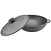Wok 3L en fonte + couvercle en fonte | Diamètre 26 cm | Couvercle plat | Couvercle Asia Casserole à induction Kasan Kazan compatible avec induction