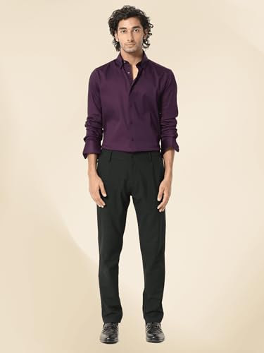Image of IndoPrimo Men's Satin Shirt with Spread Collar Neck Line Solid Pattern Full Sleeves Regular Fit Western Style and Standard Length