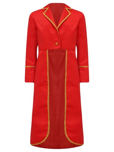 renvena Boys Girls Steampunk Tailcoat Medieval Gothic Long Trench Coat Victorian One Button Punk Jacket