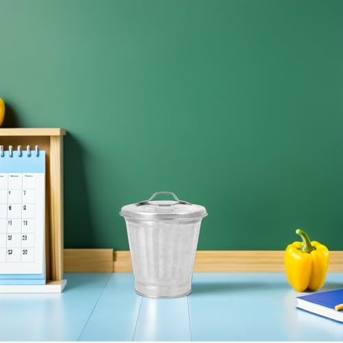 Mini lata de basura de hierro galvanizado jojofuny miniatura 3
