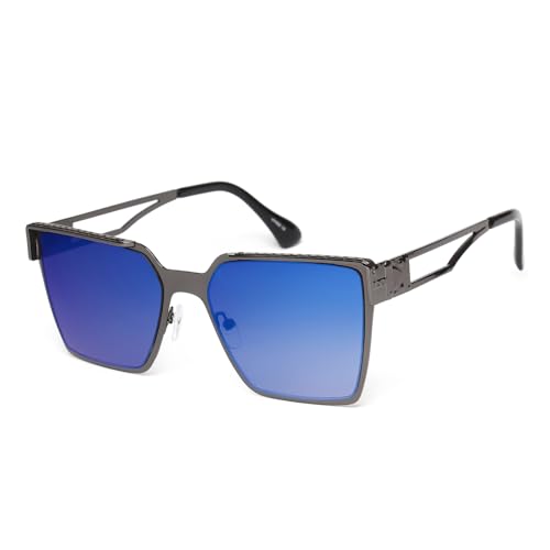 KENBO Square Sunglasses Metal Frame for Men Women Large Cool Designer Shades UV4004