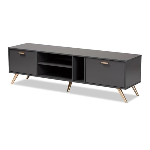 Baxton Studio Kelson TV Stand, Dark Grey/Gold