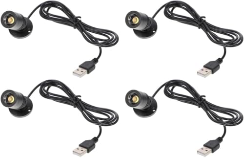 Jorunhe 1.5w White LED Mini Surface Mounted Light Jewelry Cabinet Lamp Spotlight Ac85-265v (Black 4pcs)