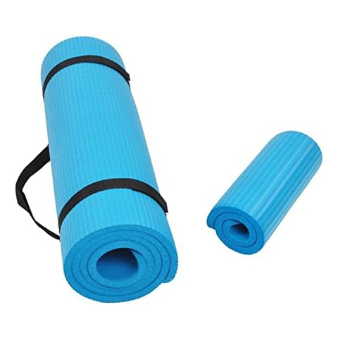 BalanceFrom GoYoga+ All-Purpose 1/2-Inch Extra Thick High Density Anti-Tear Exercise Yoga Mat and Knee Pad with Carrying Strap (Blue) Cover
