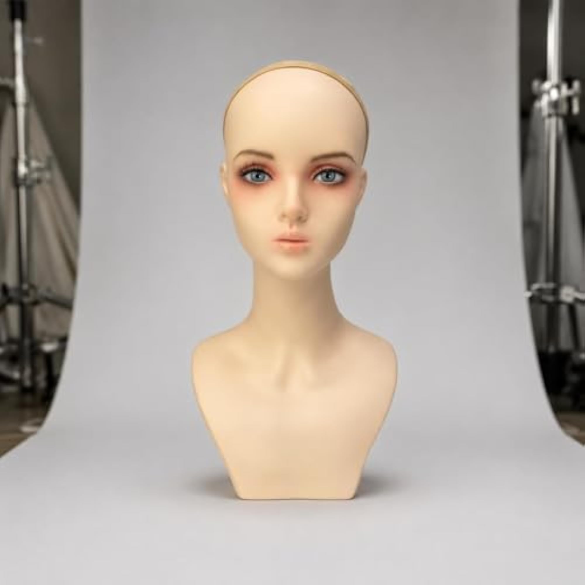 Asian Face Design Hairpiece Mannequin Head