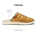 OLUKAI Mua'lli Herren Hausschuhe Premium Leder Slip On Schuhe Shearling Futter & Extra Wärme, Goldener Sand/Knochen, 46 EU