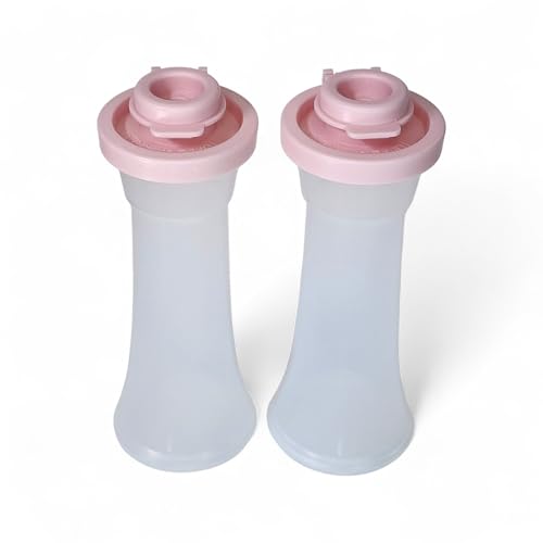 Tupperware Mini 4 Inch Hourglass Salt and Pepper Shakers Powder Pink Seal