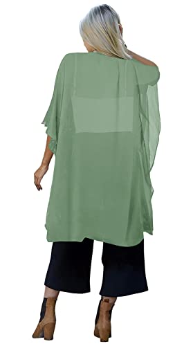 Image of Indian Trendy Women's Solid Puff Sleeve Kimono Long Cardigan Loose Cover Up Casual Blouse Top Chiffon