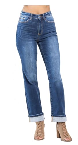 Judy Blue High Waist Contrast Wash Thermal Straight Leg Jeans, 82561