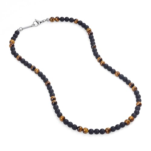 GAVU Mens Crystal Necklace Tiger Eye Necklace Black Onyx Necklace for Men Beaded Necklace for Men 26