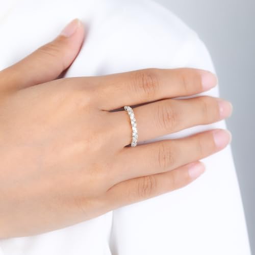 Moissanite Wedding Bands for Women, Moissanite Engagement Rings for Women 925 Sterling Silver Ring Stackable Promise Rings for Her Travel Wedding Ring Size 3-103