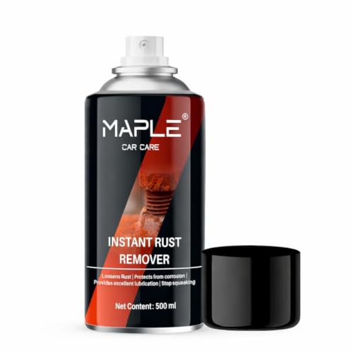 Image of MAPLE Car Care Instant Rust Remover Spray 500ml | Fast-Acting Rust Removal & Anti-Corrosion Lubricant | Cleaner Spray For Iron, Steel & Metal| Loosens Jammed Nuts, Bolts, Tools, Bike Chain & Car Parts