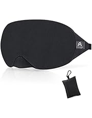 Mavogel Cotton Sleep Eye Mask - Updated Design Light Blocking Sleep Mask, Soft and Comfortable Night Eye Mask for Men Women, Eye Blinder for Travel/Sleeping/Shift Work, Includes Travel Pouch, Black