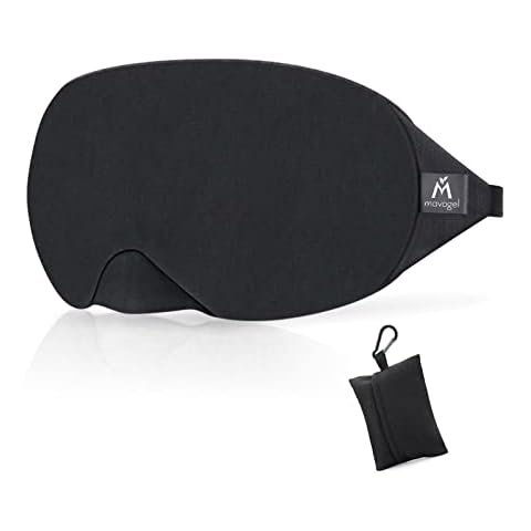 Mavogel Cotton Sleep Mask - Updated Design Light Blocking Sleep Eye Mask, Soft and Comfortable Night Sleeping Mask for Men Women, Eye Blinder for Travel/Sleeping, Includes Travel Pouch, Black Cover