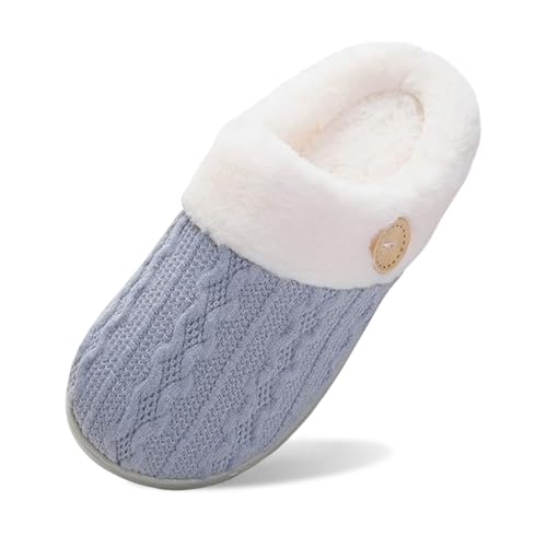 Pantoufles pour femme chausson hiver chaud bout fermé semelle plate confort doux