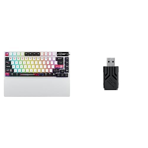 Image of ASUS ROG Azoth X 75% Wireless Mechanical Gaming Keyboard (White) + ROG 8000Hz Polling Rate Booster Bundle