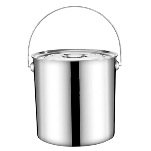 MOUNTTU Cubo de Acero Inoxidable 11.5L Cubo de Metal con Tapa ＆ Manija de Mango de Fugas Gran para Alimentos Ayuda de arroz Aceite de Agua Interior