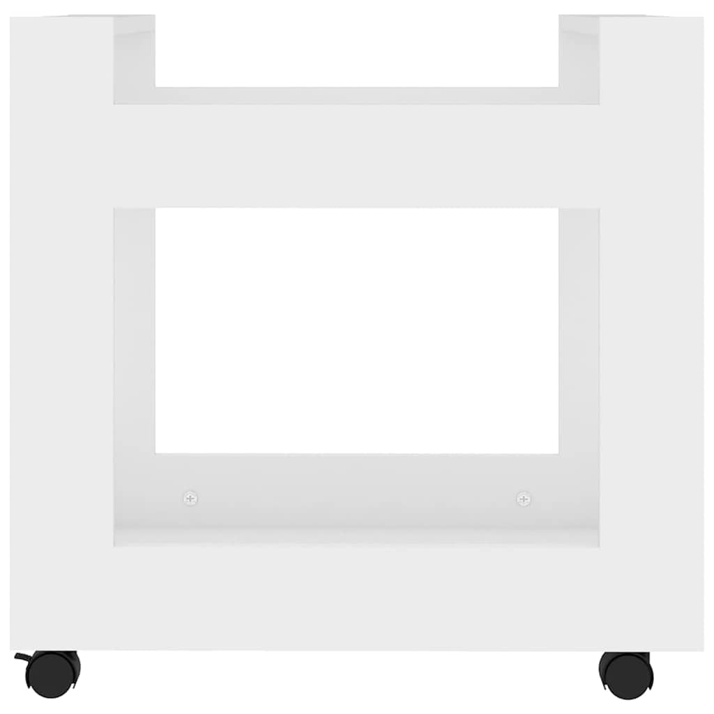 Carrello da ufficio bianco, 60 x 45 x 60 cm, in legno, con 4 ruote e 2