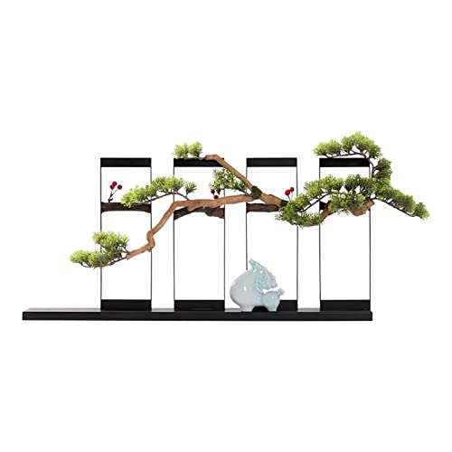 Árbol Bonsái Artificial Árbol de bonsái artificial Nueva simulación de estilo chino Bienvenido Pino Árbol de bonsái Hogar Sala de estar Árbol de simulación verde Decoración de interiores Árbol falso P