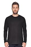 Expert Brand USA-Made Men's TriTec Activewear Performance Long Sleeve Crewneck Shirt, Black, Large