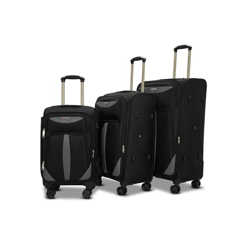 Image of TourisForever Trolley Bag Set-3 | Expandable Travel Suitcase | Cabin Medium Large, Expandable Travel Suitcase, Heavy-Duty Nylon, 3 Digit Number Lock, 360 Lego Wheels, Durable Handle
