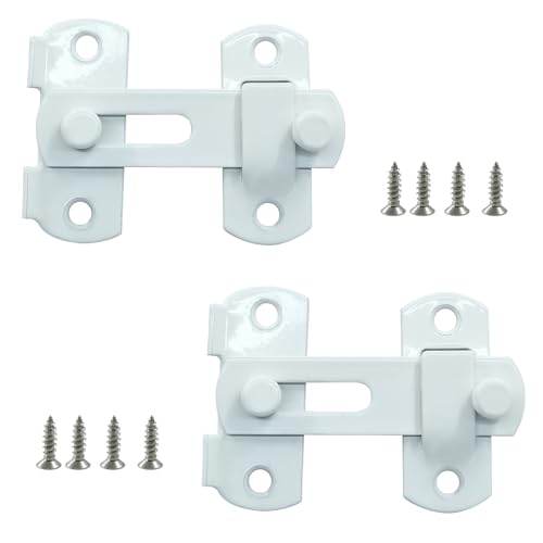 Image of 2 Packs Flip Latch Lock, 2.76 inch*1.99 inch Barn Door Latches, White Sliding Barn Door Lock Hardware Gate Latches, Bi-fold Door Lock, Stainless Steel Door Latches for Barn, Cabinet, Window, Closet