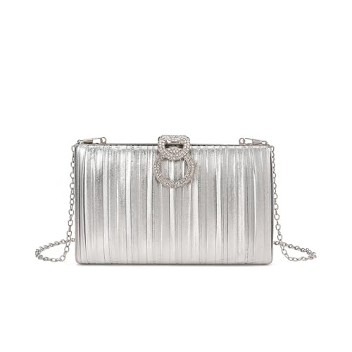 Sac de soirée pour femme à texture plissée métallique avec compartiments