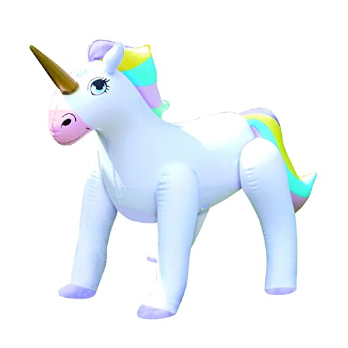 etna inflatable unicorn sprinkler - fun outdoor water toy for kids attaches to garden hose, 33 1/2" high