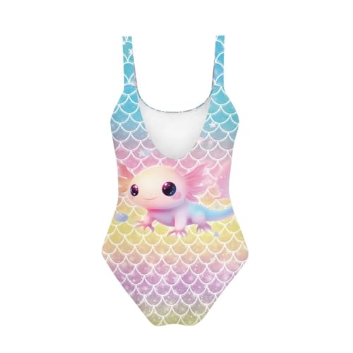 Image of One Piece Bathing Suit for Girl Kids Cute Beach Sport Swimwear U Back Scoop Neck Summer Swimming Pool Beachwear