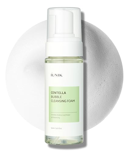 IUNIK Centella Bubble Foaming Vegan Facial Cleanser - 69% Centella Asiatica Extract, Soothing, Moisturizing, Exfoliating, Removes Pore Blackheads, Whiteheads, 5.07 Fl Oz