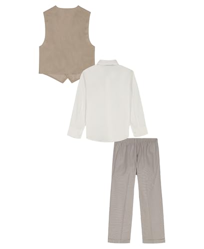 Image of Nautica Boys' 4-piece Formal Suit Set with Vest, Pants, Collared Dress Shirt, and Tie