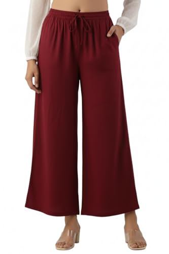 Image of Moirai Super Soft Viscose Rayon Palazzo Pants for Women Relaxed & Regular Fit Solid Palazzo for Women & Girls Casual Ethnic Wear