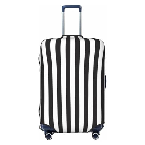Black & White Stripe Print Suitcase Cover Luggage Protector Washable Elastic Fashionable Travel Gear Cover