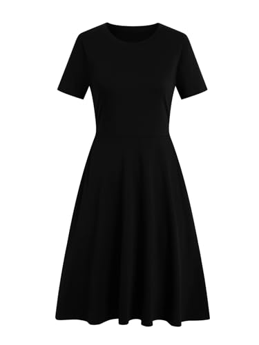 Women's 2025 Fit and Flare Dress Summer Casual Elegant Vintage Floral Printed Work Party A-line Dress with Pockets 1623