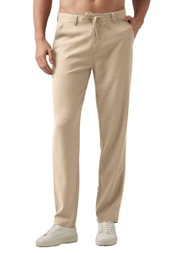 Image of Willit Men's Linen Pants Casual Lightweight Drawstring 29 inch 30 inch 32 inch