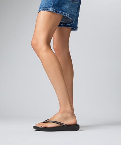 Image of FitFlop Womens iQushion Sparkle Ergonomic Flip Flops for Walking, Lightweight Waterproof Cushioned Thong Sandals for Women with Non Slip Bottom and Arch Support | Lightweight Waterproof Walking Sandals w /Cushioned Comfort & Arch Support