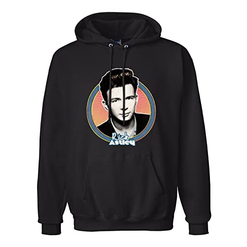 URBREW Rick Astley Idea for Guys for Home Or Gym Mens Sweatshirts Black Unisex Mens Pullover Hoodies S