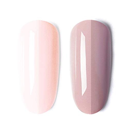Gel Nail Polish Kit UV Gel No Chip Soak Off Nail Gel Polish Manicure Pedicure 2pcs set (pink and nude)