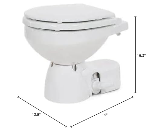 Image of Jabsco 38045-3094 Quiet Flush E2 Electric Marine Toilet, 24V, Fresh Water | Touch Sensor Flush Panel, Eco Water-Saving Flush, Easy Install & Service Head, Fresh Water w /Solenoid, Compact Bowl, 24 Volt