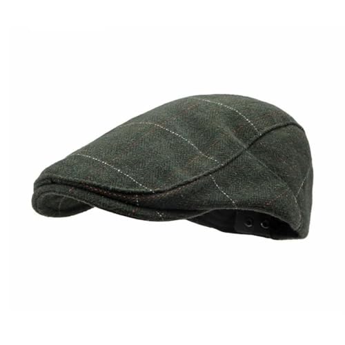 Image of The Tie Hub Wool Flat Cap for Men & Women | Adjustable Vintage Newsboy Gatsby Hat for Casual, Travel, Outdoor | Free Size Herringbone Ivy Style Cap