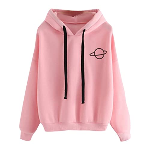 Women Sweatshirts Loose Drawstring Long Sleeve Crewneck Pullover Sweatshirts Sweater Tops Hoodies For Teen Girls #TOP11