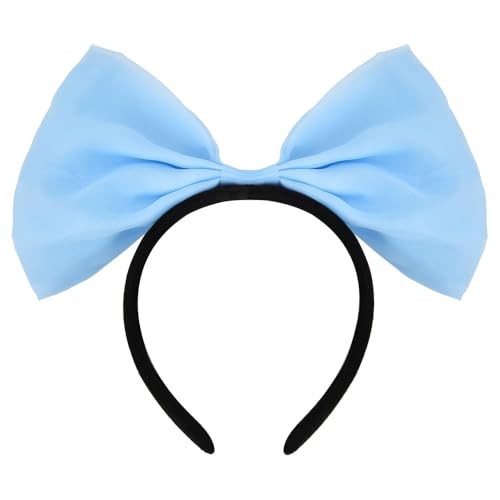 Women Hair Bows Headbands Gifts - 1pcs Blue Bow Headband Hair Accessories Huge Bows Headwear Hairband for Halloween Christmas Party Cosplay Costume Gifts for Women Hair Band