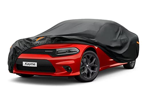 Kayme 7 Layers Car Cover Custom Fit for Dodge Charger (2006-2025) Waterproof All Weather for Automobiles Outdoor Full Cover Rain Sun UV Protection.Black