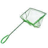 AOODOOM Aquarium Fishing Net Fish Tank Cleaning Tools Fine Mesh Net with Long Handle Green 8 Inch