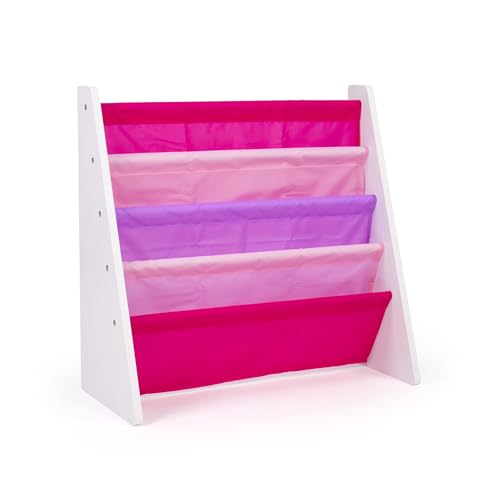 Image of Tot Tutors Kids Book Rack Storage Bookshelf, White /Pink & Purple (Friends Collection)