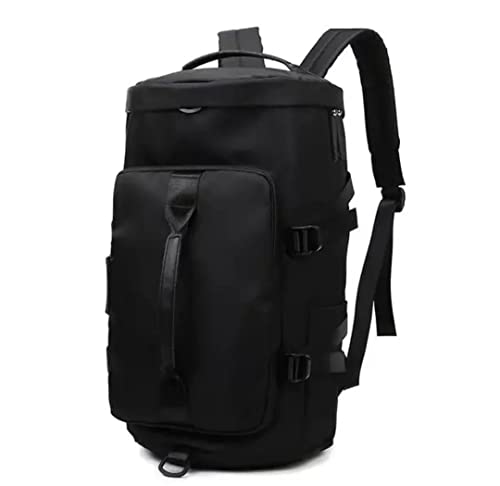 Image of Gym Sports Bag Travel Duffel Tote Lightweight Backpack Carry on Luggage Bags with Shoes Compartment Adjustable Strap Yoga Swimming Waterproof Dance Bag Weekend Black