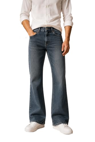 Image of Blue Bootcut Jeans for Men | Premium Denim Wide Leg Casual Jeans | Mens Wear, Casual Bottoms